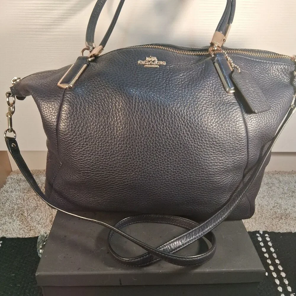 Coach Pebbled  Leather Kelsey Double Handle  & Shoulder Strap Satchel - Picture 5 of 14